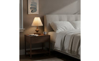 Wood Grain Bedside Lamp Illuminated Table Lamp with Cloth Shade Small for Readers