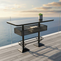 Urban Loft design Round Bar Table and Stools With Footrest Pub Seating scuffResistant Counter Stool sturdyDuty Construction for Restaurant Owners, Cafe Proprietors, Interior Designers, Home Kitchen, Dining Room, Small Spaces, Patio