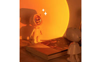 Stepless Brightness Astronaut Projection Lamp Tap Control Sunset Projection Lamp 360-Degree Rotation Astronaut Galaxy Lamp Warm Radiance for Bedside, Desktop, Photography
