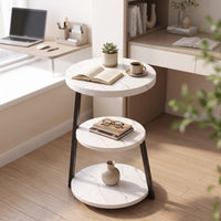 Three-Tier Side Table Open-Frame Side Table with Storage Shelves Compact Nightstand for Bedroom, Living Room