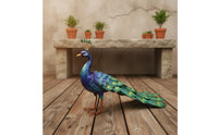 Garden Fowl Statue Outdoor Peacock Sculpture Hand-Painted Garden Statue for Patio