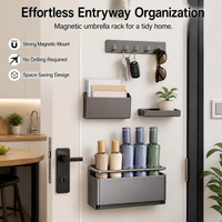 Luxury Gunmetal Grey Key Holder Wall Mount, Carbon Steel Storage Organizer for Entryway, Drill Key Rack