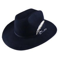 artificial Wool Hat Wide Brim Hat with Feather Structured Crown Fedora for Riders, Artists, Stage Performances, Costume Parties