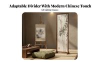Foldable Design Folding Panel Screen Freestanding Bamboo Print Folding Screen Portable Room Partition Stable Structure for Office Workers, Business Owners, Interior Designers, Bedroom, Studio Apartment, Tea House, Restaurant