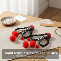 Chinese Fan Applique Handmade Hair Accessory Craft Material Design Vermilion Fan Shaped Applique for Crafters, Parents, Crafting