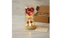 Love Heart Light-up Cloche Couple Figurine Glass Dome Romantic LED Night Light for Couples, Girlfriend, Wife, Valentine's Day, Anniversary, Bedroom