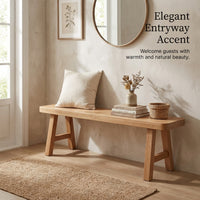 Solid Wood Dining Bench with X-Shaped Base, Wooden Bench for Kitchen