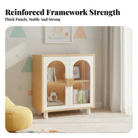 Stable and Sturdy children's Cupboard with Arched Doors Modular Design Bookshelf Detachable Legs Storage Furniture Bear-Shaped Handles for Families, Parents, Living Room, Bedroom, Playroom