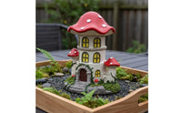 mushrooms House Figurine Cute Resin mushrooms Figurine Glowing Openings Mini Resin Cottage for Patio