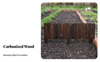 Carbonized Wood Picket Border Landscape Border Fence Easy to Install Flower Bed Border for Vegetable Garden Area, Lawn, Pathway