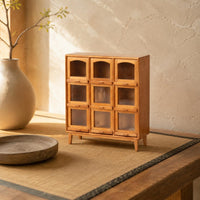 9-Grid Cabinet Rustic Minimalist Aesthetic Miniature Shelf Organizer