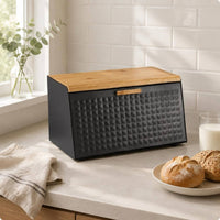Bamboo Bread Box Wooden Pull Handle Bread Storage Freshness-Preserving Container Keeping for Kitchen