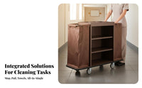 Hotel Janitorial Cart Multi-Functional Commercial Housekeeping Cart Detachable Bags 3 Shelf Linen Trolley for Janitors, Hotels, Guest Rooms