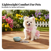 Ruffled Skirt Dog Harness Dress Leash Attachment D-Loop Puppy Princess Dress Lightweight for Pets, Summer Outings, Photo Shoots, Parties