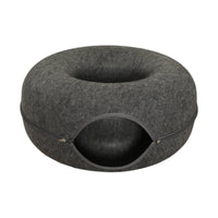Zippered Cat Tunnel Bed with Zipper Structured Donut Cat Bed Private Hideaway Supportive for Cats, Small Pets