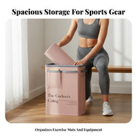 Space Saving Fitness Equipment Holder Foldable Mind-Body Practice Mat Storage Basket Large Capacity Collapsible Exercise Gear Bin Portable