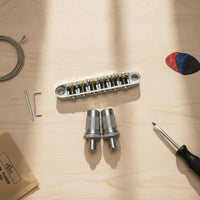 Guitar Roller Saddle Bridge Individual Intonation Adjustment Roller Bridge with Posts Tuning Stability Hardware for Guitarists, Luthier