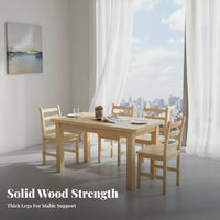Solid Wood Dining Set Sturdy Construction Minimalist Wooden Dining Furniture Hard-Wearing Rectangular Kitchen Table and Chairs for Homeowners, Home