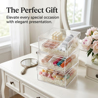 Clear Acrylic Storage Box with Lid, Stackable Decorative with for Shelves, Chocolates Gift Valentines, Small Display for Jewelry and Candy