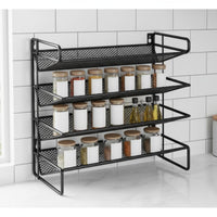 4-Tier Spice Rack Freestanding Wall Mount Spice Organizer Rust-Resistant Countertop Seasoning Rack for Kitchen