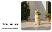 Resin Hare Garden Sculpture Weather-Resistant Hare Statue Planter Hare Figurine Flower Pot Seasonal Decor for Gardeners, Yard
