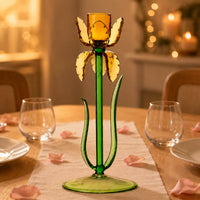 High-Temperature Fired Iris Flower Candle Holder Translucent Iris Candle Holder Floral