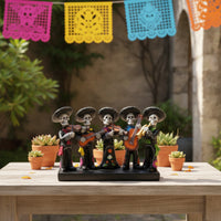 Mariachi Skeleton Figurine Halloween Skeleton Band Members Figurine Decorative Tabletop Decor for Collectors, Hosts, Day of the Dead, Mantel, Party