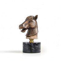 Animal Bust Bronze-Toned Tabletop Sculpture Realistic Tabletop Decoration for Home Stylists, Bookshelf