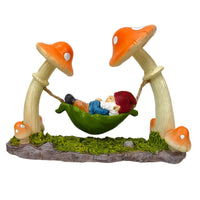 Gnome Statue with Swing Whimsical Gnome in Swing Figurine Hand-Painted Decoration Waterproof for Gardeners, Flower Bed