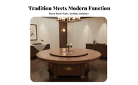 Dining Table with Electric Turntable Hot Hot Pot Compatible Restaurant Banquet Table Elegant Design Chinese Design Dining Set for Hotel Managers