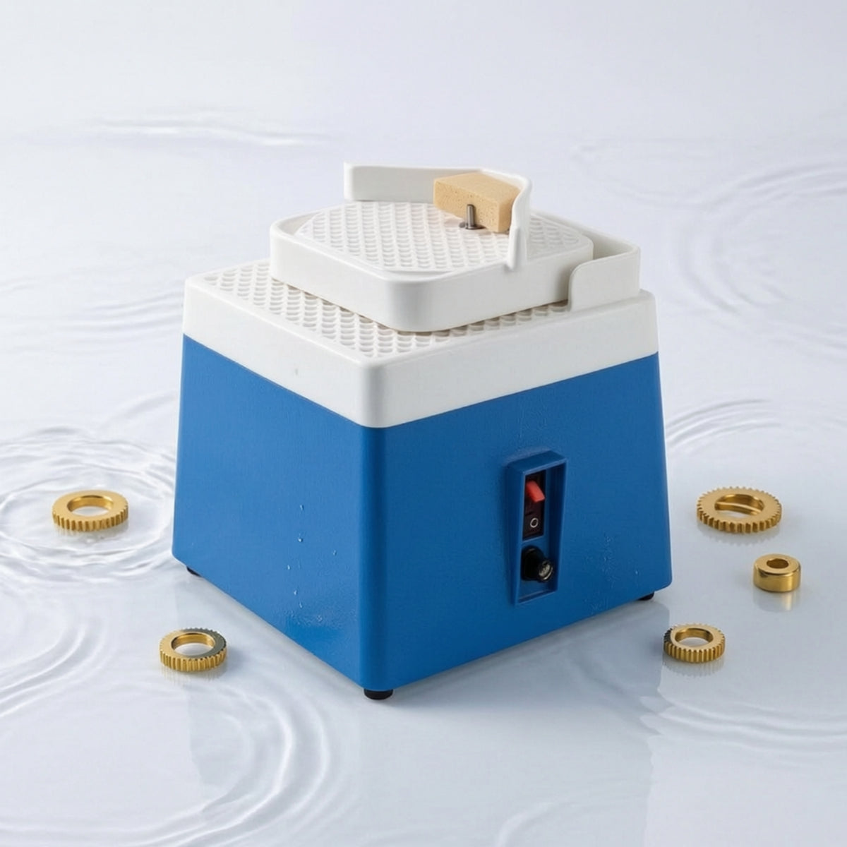 Two-layerLayer Gemstone Grinding Machine Compact Gem Grinder with Water Supply Independent Switch Lapidary Grinder Automatic for Hobbyists, Jewelers, Workshop