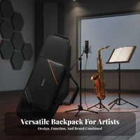 Padded Interior Alto Sax Backpack Case Shock Protection Alto Saxophone Hard Case Long-Lasting Construction for Gigs, School
