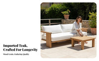 paded Wooden Sofa Set Imperfectly Perfect Design Outdoor Furniture Waterresistant Patio Seating for Hotel Owners, homeowners, Courtyard, Backyard, waterside