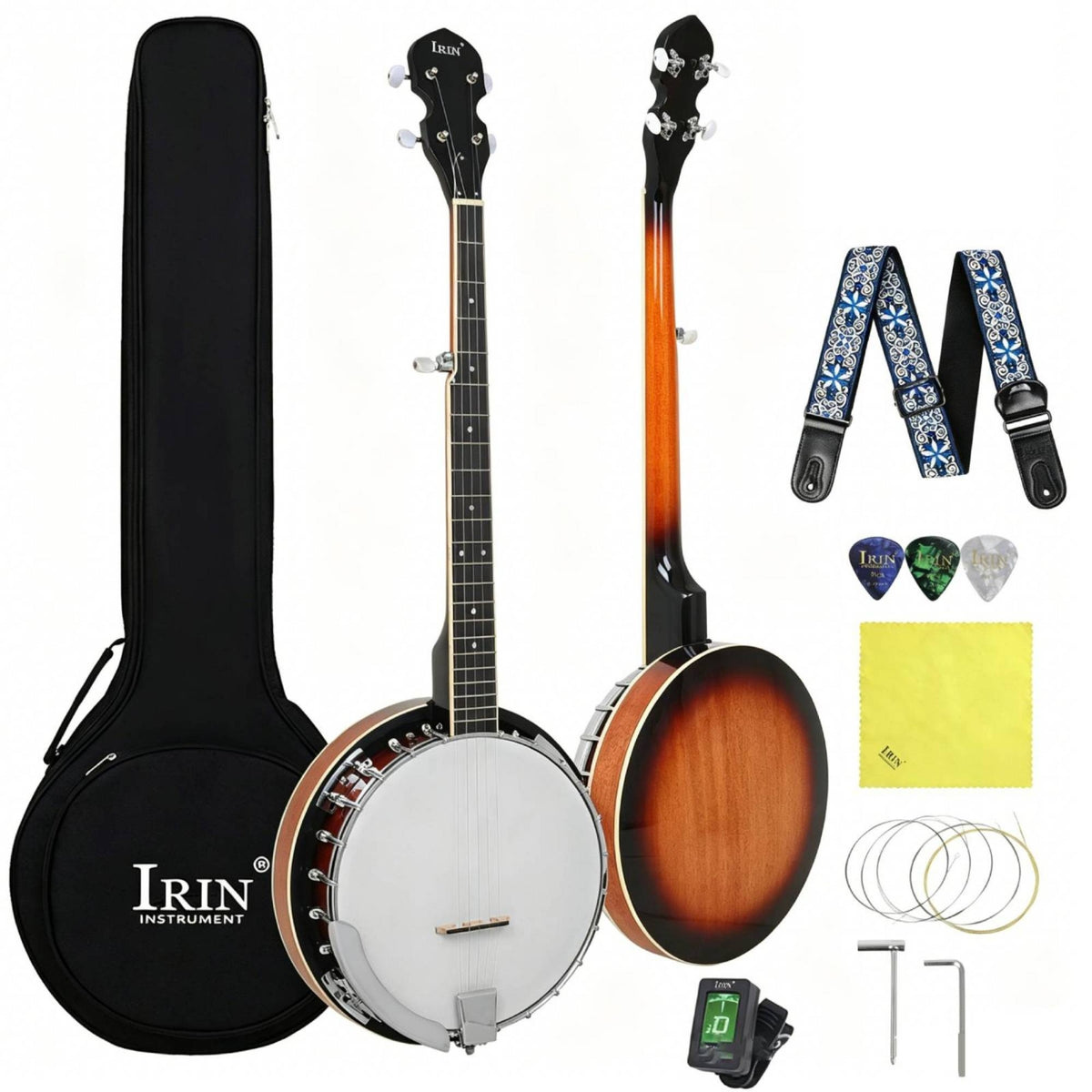Two-Tone Finish Rosewood Resonator Banjo Chrome Hardware 5-String Banjo White Drumhead