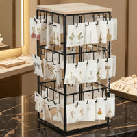 Earring Holder with Wood Foundation areaSaving Jewelry Stand Holder with Hooks Compact Jewelry Display for Vanity