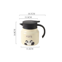 Large Capacity Panda Design Insulated Kettle 316 Stainless Steel Panda Thermal Pot Leak-Proof Beverage Container V-Shaped Spout for Home