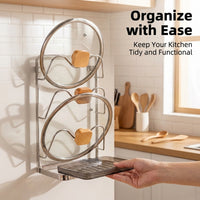 Kitchen Cupboard Doors Pan Lid Rack, 304 Stainless Steel Countertop Modern Storage Versatile Pot Organizer For Home Cooks, No Installation Needed