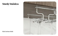 Hanging Vino Glass Rack Easy to Install Stainless Steel Vino Glass Hanger Under Cabinet Stemware Holder Great Gift