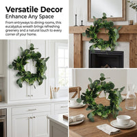 Handmade Eucalyptus Wreath, Vintage Spring Door Wreath for Front Door, Artificial Green Home Decor