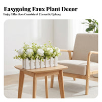 Wooden Planter Flower Decor Realistic Look No Watering Needed Faux Rose Centerpiece Wooden Picket Planter Decor for Tabletop Display