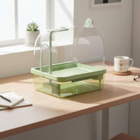 Transparent Panoramic View Hanging Bird Shower Easy to Disassemble Enclosed Bird Bathing Box Splash Proof Design Parakeet Bath House Quiet Water Circulator for Cockatiels, Parakeets, Small Birds