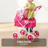 Doll Pushcart Realistic Design Foldable Doll Pram Child Toy Pram for Girls, Young Children
