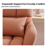 Adjustable Height Upholstered Rolling Chair Ergonomic Design Upholstered Rolling Armchair Modern Design Swivel Seat Space-Saving for Students, Home Workers, Adults, Dorm Room, Study, Bedroom