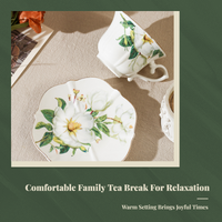 Latte Cup with Saucer Floral Pattern Coffee Mug Giftable Gift Choice for Tea Lovers, Cafe Owners, Restaurant, Kitchen, Breakfast