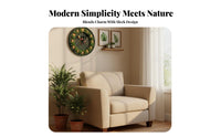 Non-Ticking Green Foliage Wall Clock Silent Movement Foliage Design Clock Battery Powered for Gamers, Living Room, Bedroom, Kitchen