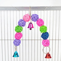 Hanging Bird Toy with Metal Rattan Ball, Parrot Plaything for Bird Cage, African Grey Enrichment and Entertainment Hanging Bell