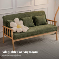 Nordic Design Wooden Frame Corduroy Couch Minimalist Design Sofa High-Resilience Foam Cushion Living Room Furniture Luxurious Cushions for Apartment Dwellers, Homeowners, Young Adults, Small Areas, Bedroom, Lounge Area, Pale Ice