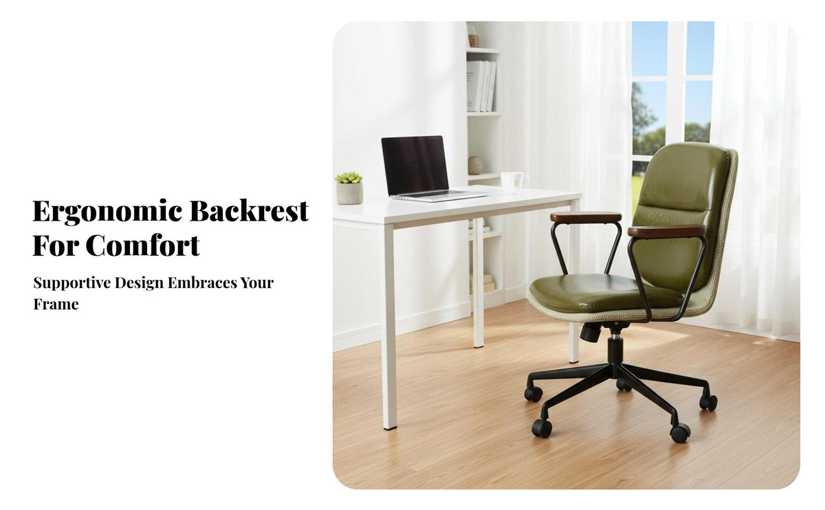 Height Adjustable Armless rotate Chair with casters Retro Design Computer Seat Rolling Casters Office Furniture Padded padding for Home Workers, Students, Adults, Study Room, Bedroom