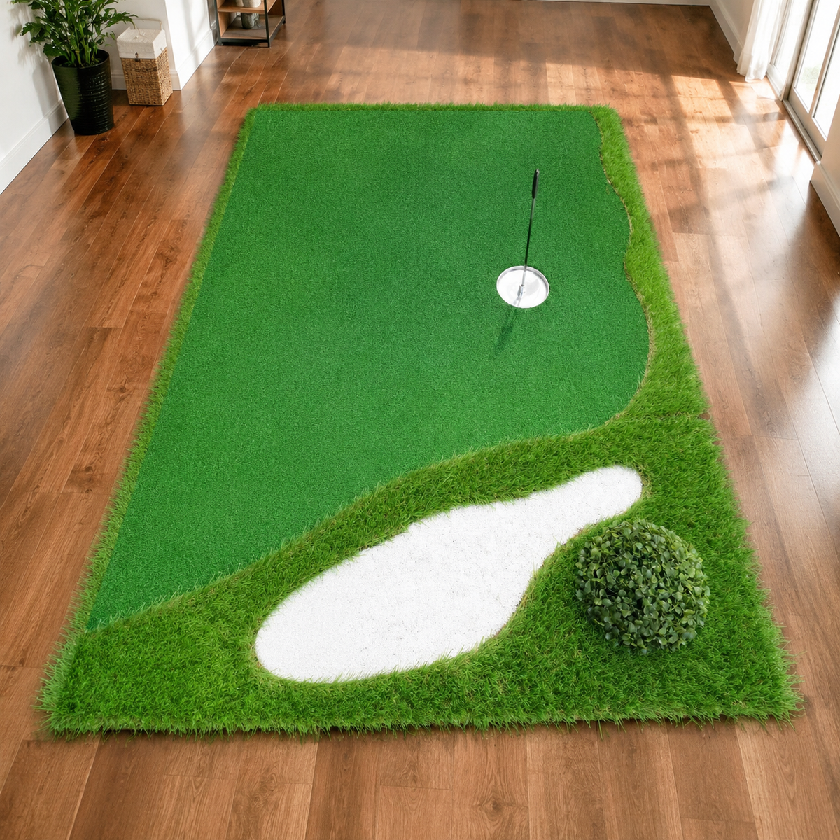 Putting Mat, 1.5m x 3.5m Artificial Grass Putting Green with Slope, Indoor Outdoor Practice for Golfers