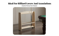 Floor Standing Cue Rack Solid Wood Material Freestanding Cue Rack Sturdy and Billiard Stand for Bar, Pub, Home